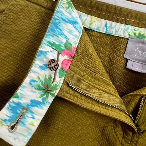 Vanessa Virginia Anthropologie Green Textured Mini Skirt with Pockets, Size 12 - Picture 10 of 11